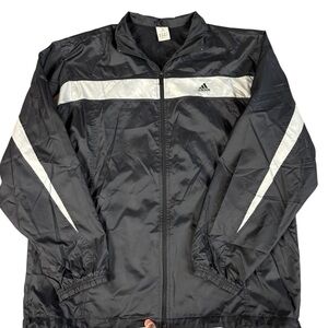 Vintage Y2K Adidas Retro Men's Black Nylon Windbreaker Jacket XL